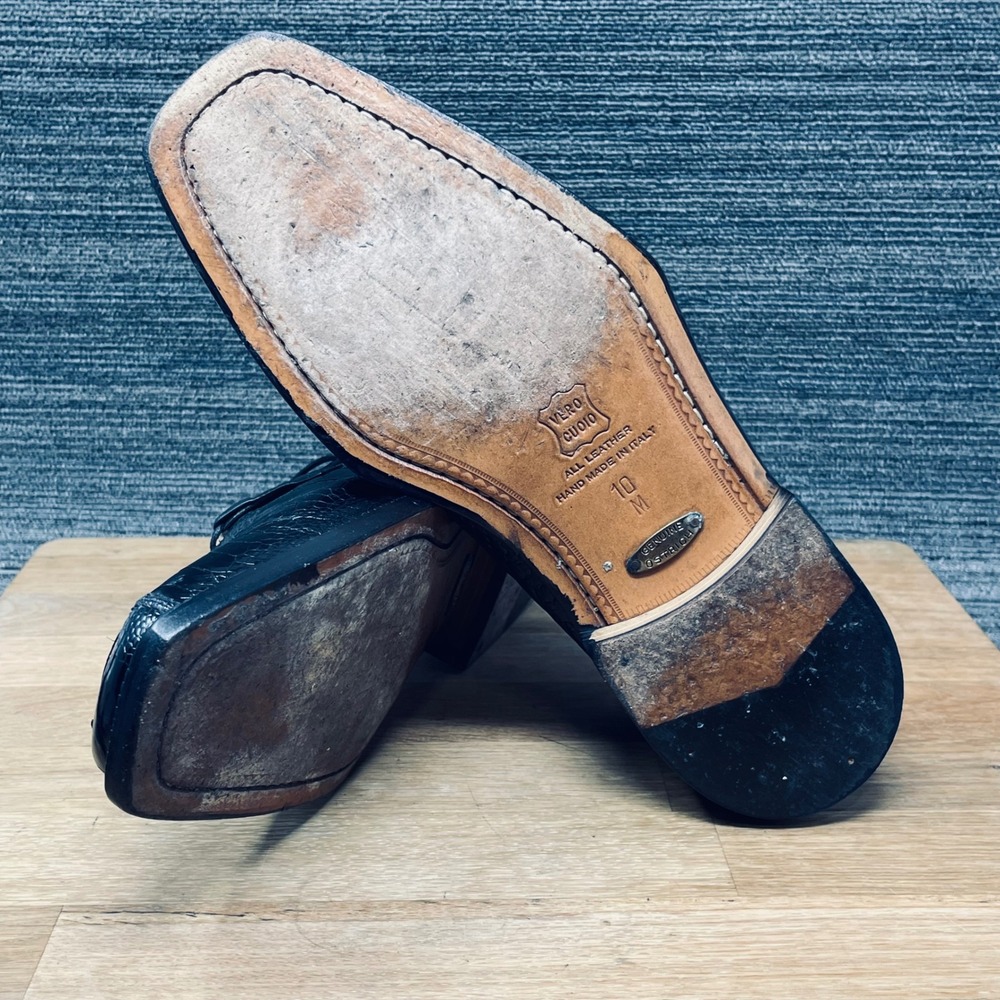 Belvedere Florence Dress Shoes Men 10 M Black Genuine Ostrich Leg Leather Italy - Picture 12 of 12